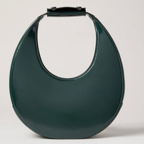 Staud Blue Moon Bag Designer Shiny Polished Cow Leather Minimalist 11x13x3 $300 - Picture 1 of 12